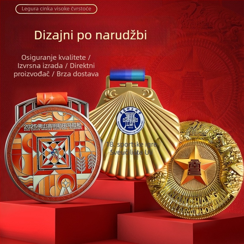 Prilagođena metalna medalja za maraton za školska sportska natjecanja — emajlirana medalja za trčanje i biciklizam