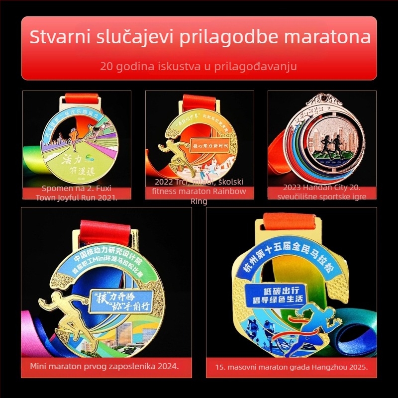 Prilagođena metalna medalja za maraton, trčanje i košarkaška natjecanja — zlatna, srebrna i brončana medalja s prigodnom pločom