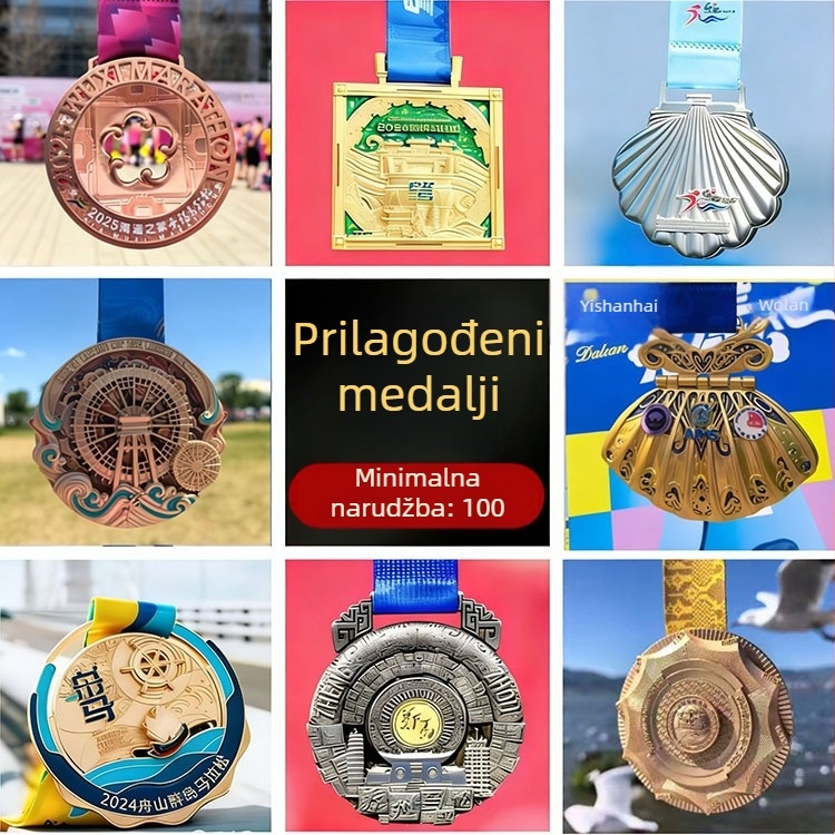 Prilagođene metalne 3D medalje za sportske događaje, maraton, zlatne, srebrne i brončane