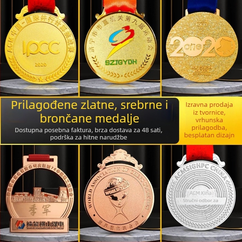Prilagođene medalje od cinkove legure za korporativne suvenire i darove za maratonske događaje, elektroplatirane medalje