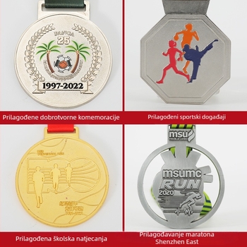 Prilagođene metalne medalje za trodimenzionalne sportske događaje, maratone i natjecanja tvrtki/škola — zlatne, srebrne i brončane medalje