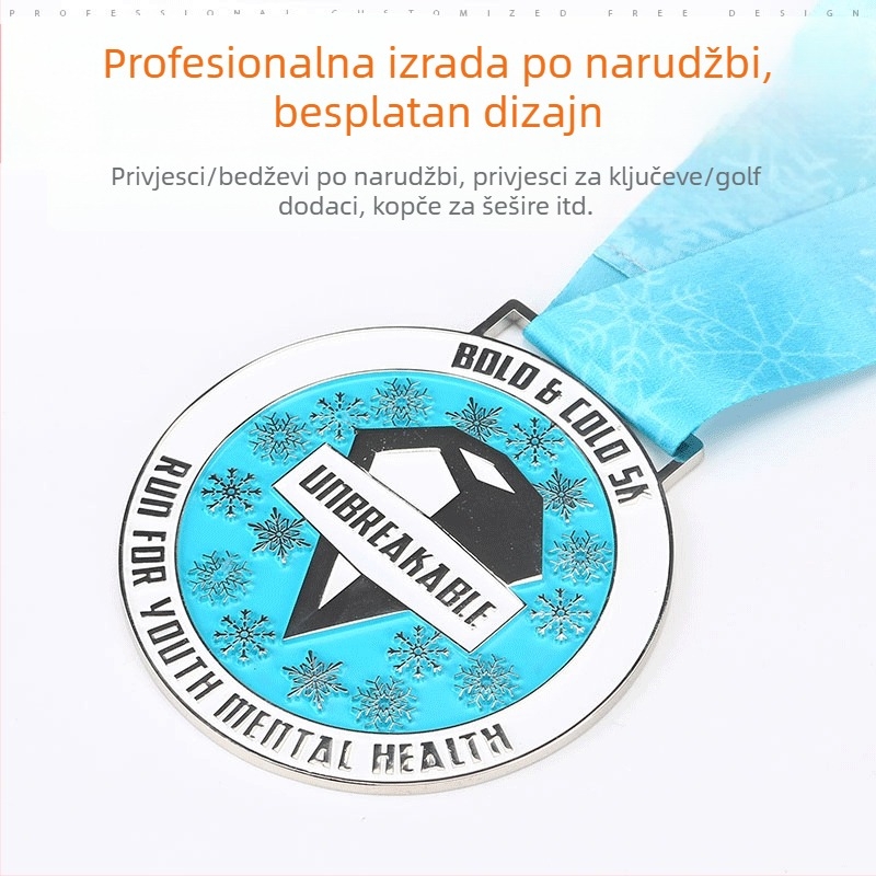 Profesionalno prilagođena medalja za maraton, okrugla spomen-medalja od cinkovog legura, dostupna u više veličina
