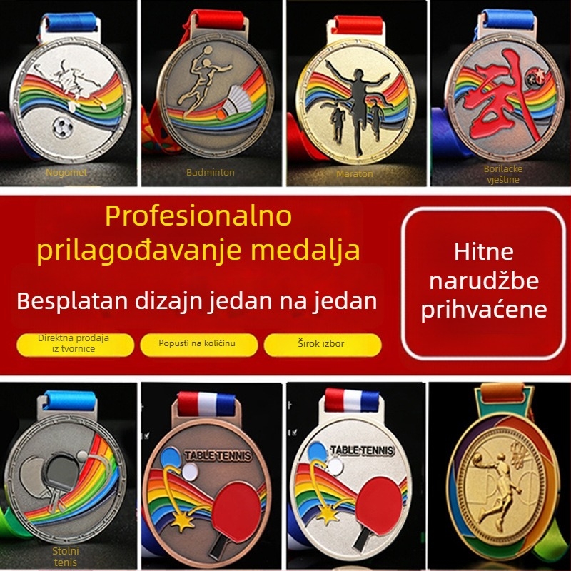Prilagođene metalne medalje za sportske događaje – nogomet, košarka, maraton, taekwondo, plivanje, pozlaćene