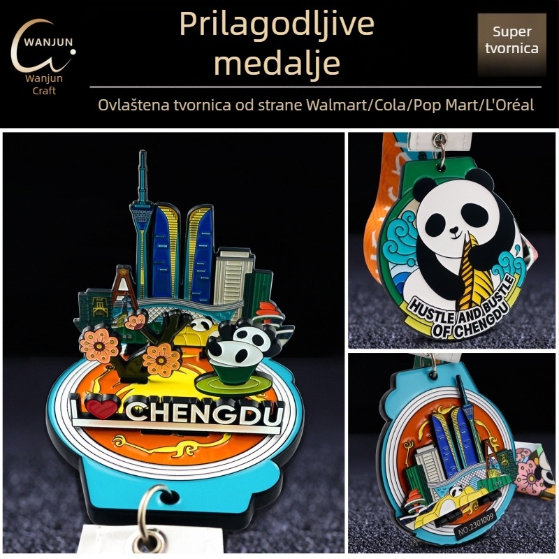 Prilagođena pločica za medalje maratona, pozlaćena