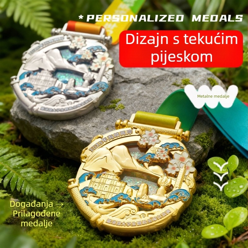 Prilagođena metalna medalja za školska sportška natjecanja – maraton, košarka i penjanje, memorijal događaja