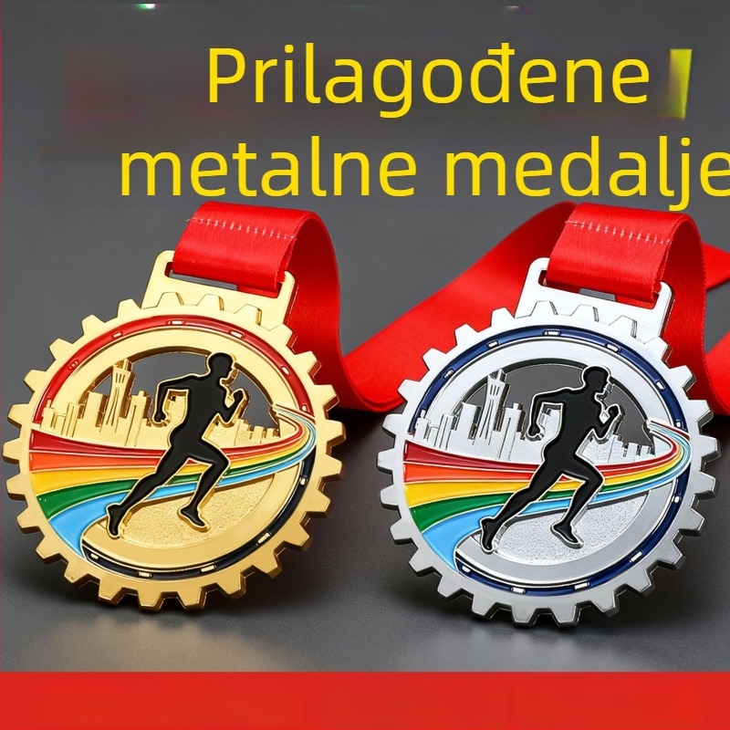 Medalja od legure cinka za omladinski klub, maratonska utrka – suvenir s otisnutim logotipom