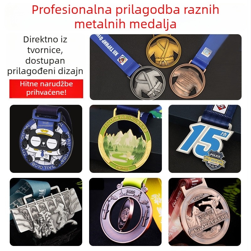 Medalja od legure cinka za omladinski klub, maratonska utrka – suvenir s otisnutim logotipom