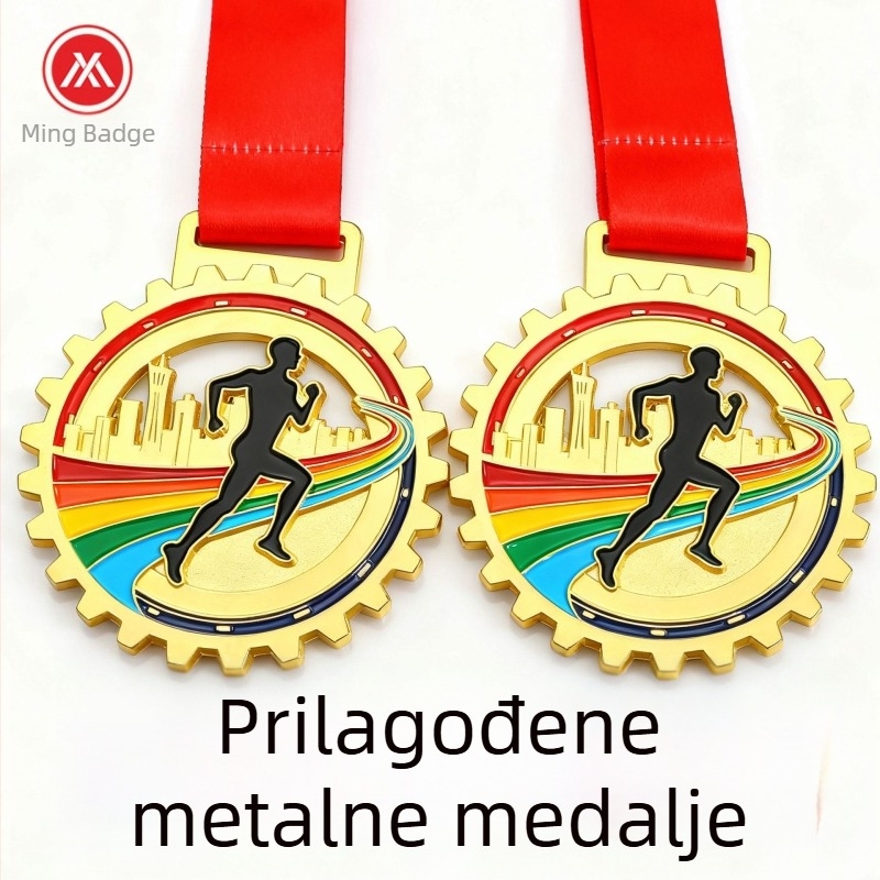 Medalja od legure cinka za omladinski klub, maratonska utrka – suvenir s otisnutim logotipom