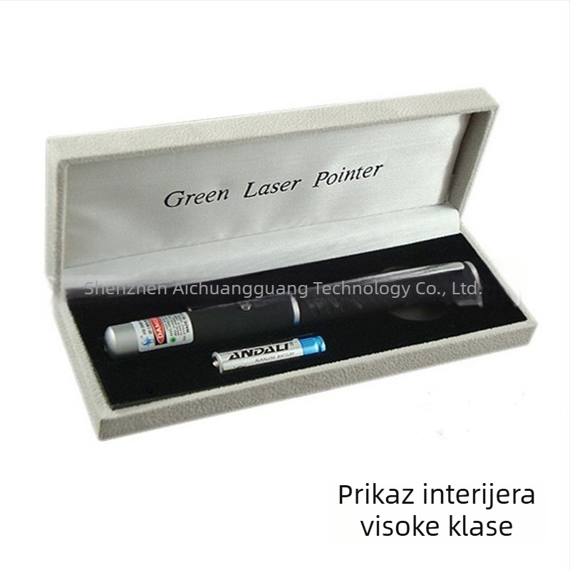 itech 5MW USB punjiva laserska olovka sa zelenim laserom, aluminijska legura, dimenzije 14×160 mm