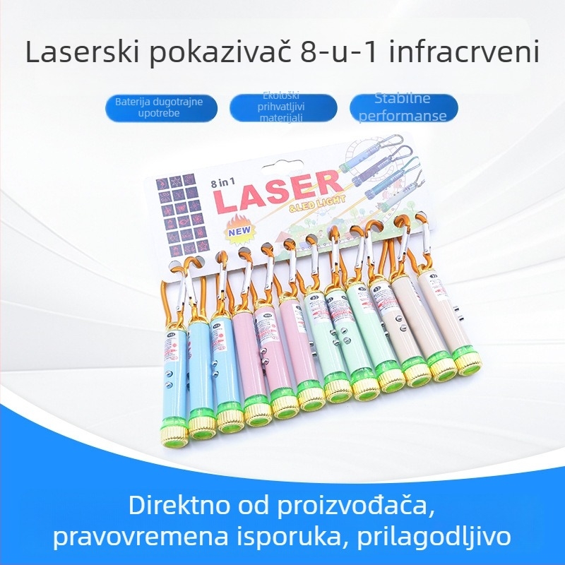 Osam u jednom infracrveno lasersko svjetlo s LED osvjetljenjem od aluminijske legure, lampica za prepoznavanje novčanica i nastavno olovka