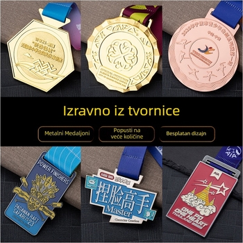 Prilagođena medalja od cinkove legure za maraton – zlatna, srebrna i brončana, oslikana i pozlaćena kao suvenir