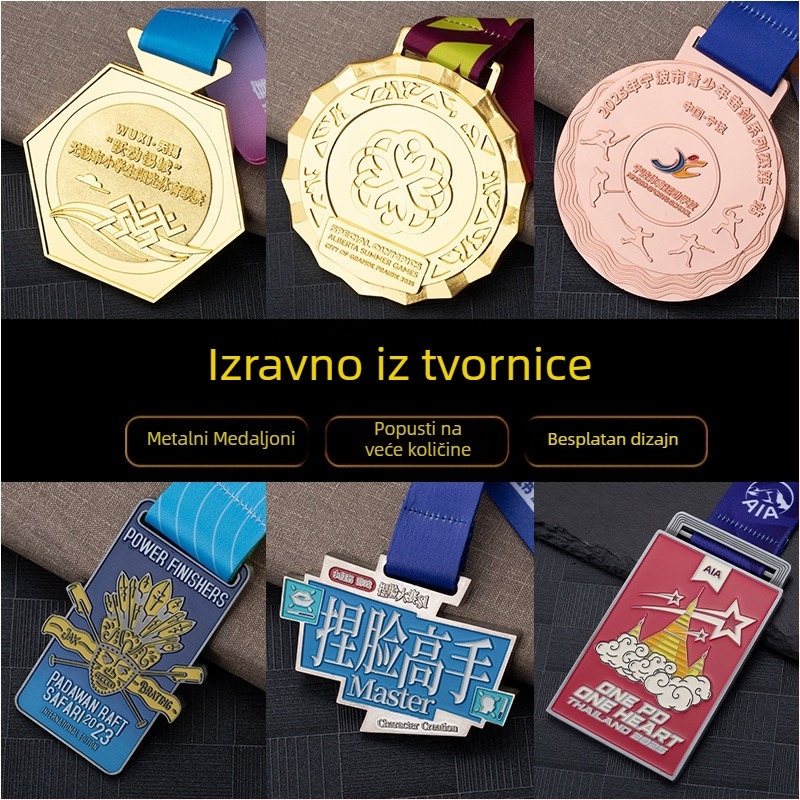 Prilagođena medalja od cinkove legure za maraton – zlatna, srebrna i brončana, oslikana i pozlaćena kao suvenir