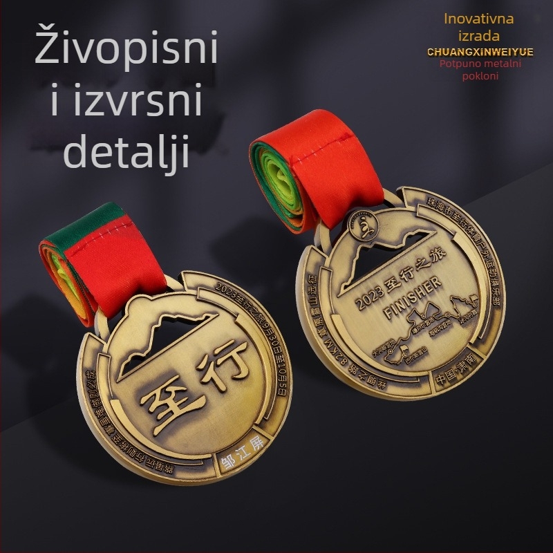 3D reljefna medalja za sportske maratone, retro elektroplating završni sloj na cinkovom leguri, prilagodljivo prema crtežima i uzorcima