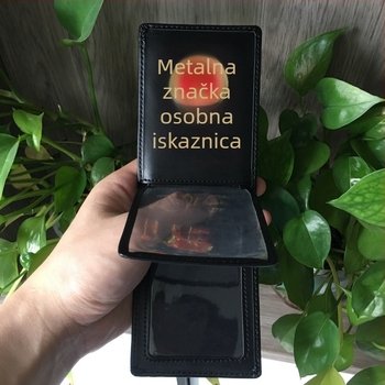 Kožni držač radne kartice i značke, prilagodljiv, modern minimalistički dizajn, veličina 7,5 × 10,5 cm