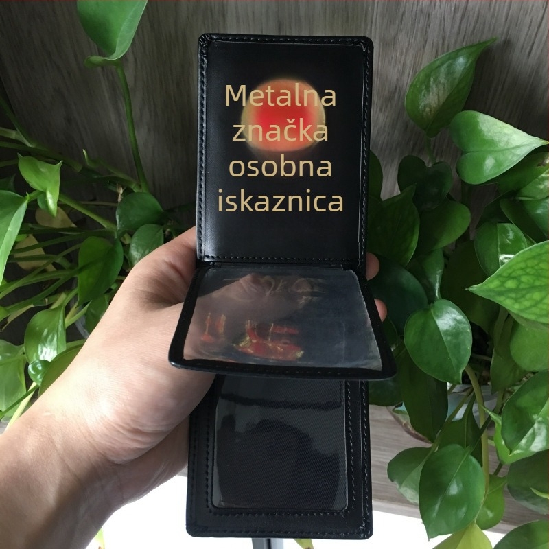 Kožni držač radne kartice i značke, prilagodljiv, modern minimalistički dizajn, veličina 7,5 × 10,5 cm