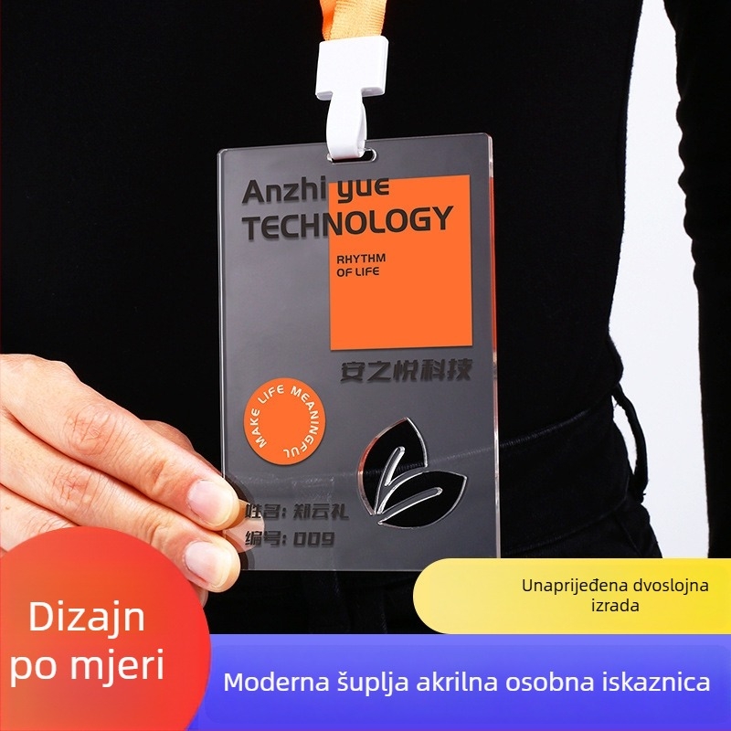 Prilagođeni prozirni akrilni držač značke s kaišem za školske odjele i timove mikropoduzeća