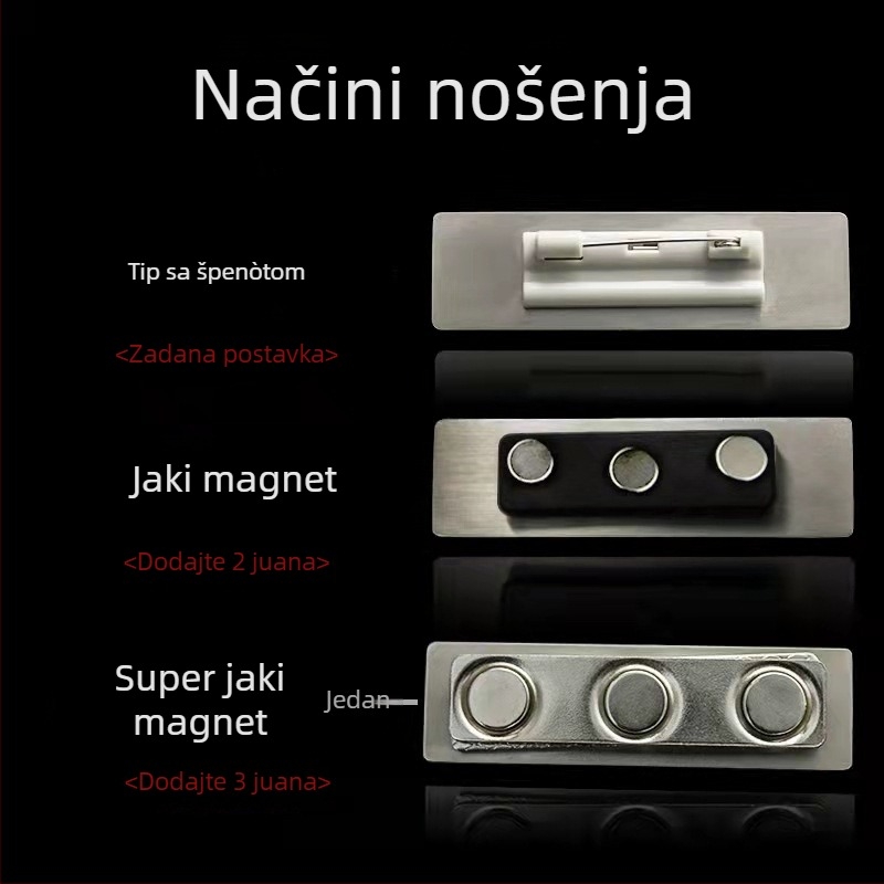 Laser gravirana kartica identifikacije zaposlenika od nehrđajućeg čelika