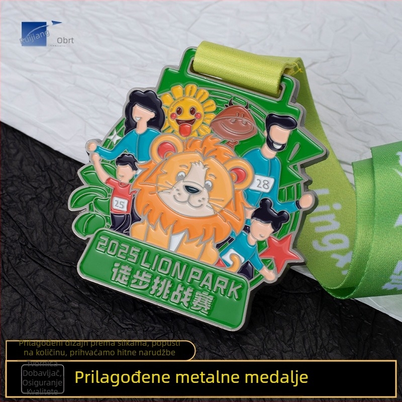 Metalna spomen medalja s karikaturnim dizajnom i smaltiranim premazom, po narudžbi za planinarenje, hodanje i maratone