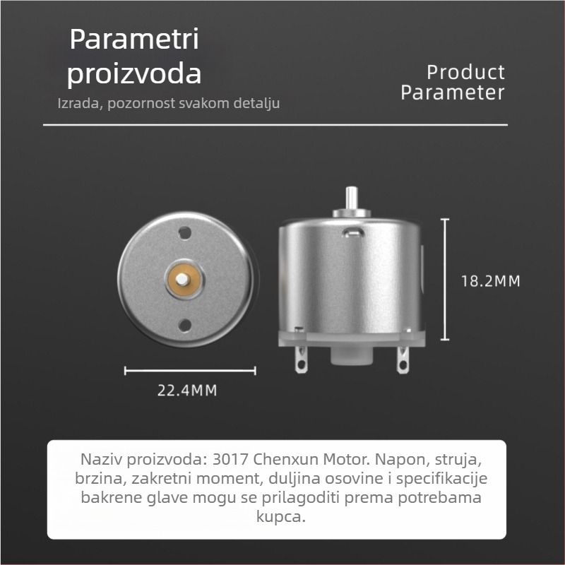 3017 mikro DC motor za električni brijač, gumeni poklopac, četkasti motor 5V za automatski brijač 3,7V