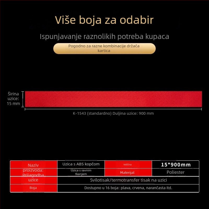 Poliesterski lanyard za identifikacijsku karticu s držačem i tiskom logotipa