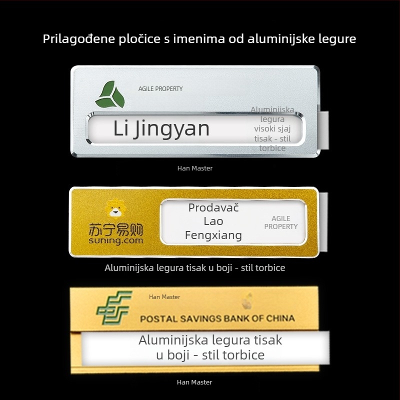 Prilagođena metalna značka za identifikaciju, nehrđajući čelik, magnetno stražnje držalo