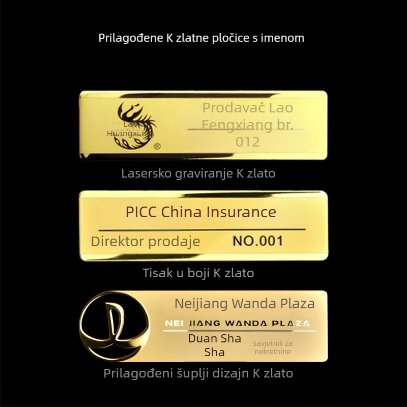 Prilagođena metalna značka za identifikaciju, nehrđajući čelik, magnetno stražnje držalo