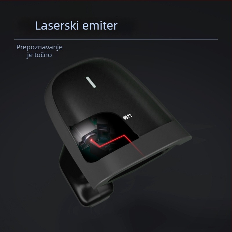 Deli 14880S nadograđeni ručni skener barkodova, USB priključak, pogodan za logistiku i supermarkete, crna