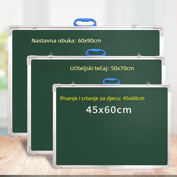 Prenosna dvostruka ploča za pisanje s magnetskom bijelom pločom i zelenom mrežastom površinom, za kuću i školu