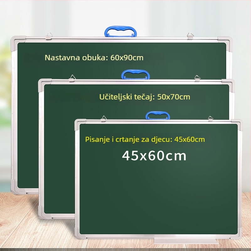 Prenosna dvostruka ploča za pisanje s magnetskom bijelom pločom i zelenom mrežastom površinom, za kuću i školu