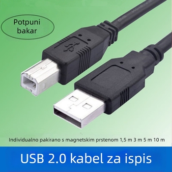 USB kabel za podatkovnu povezanost računala s pisačem, skenerom i kopirnim strojem – USB 2.0, bakar, duljine 1,5/3/5/10 m