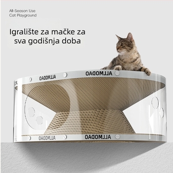 Prozirni tunel za mačke, dvostruki sloj za grebanje, igračka od valovitog kartona