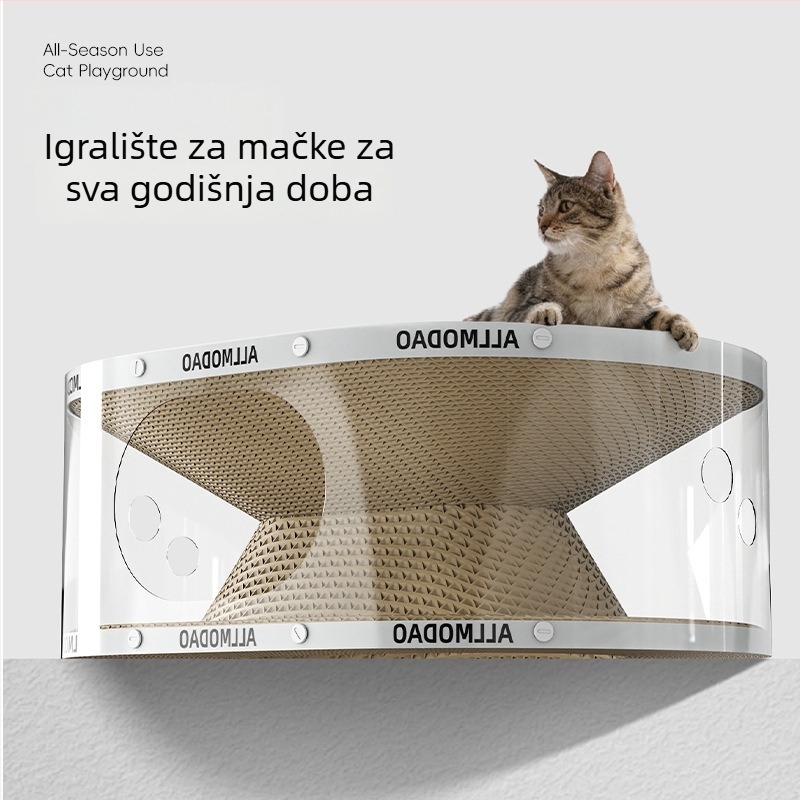 Prozirni tunel za mačke, dvostruki sloj za grebanje, igračka od valovitog kartona