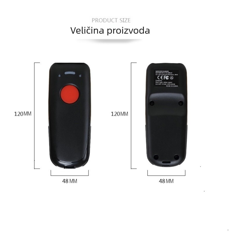 SC-1092BT Bežični 1D skener barkodova, crveno LED osvjetljenje, ručni