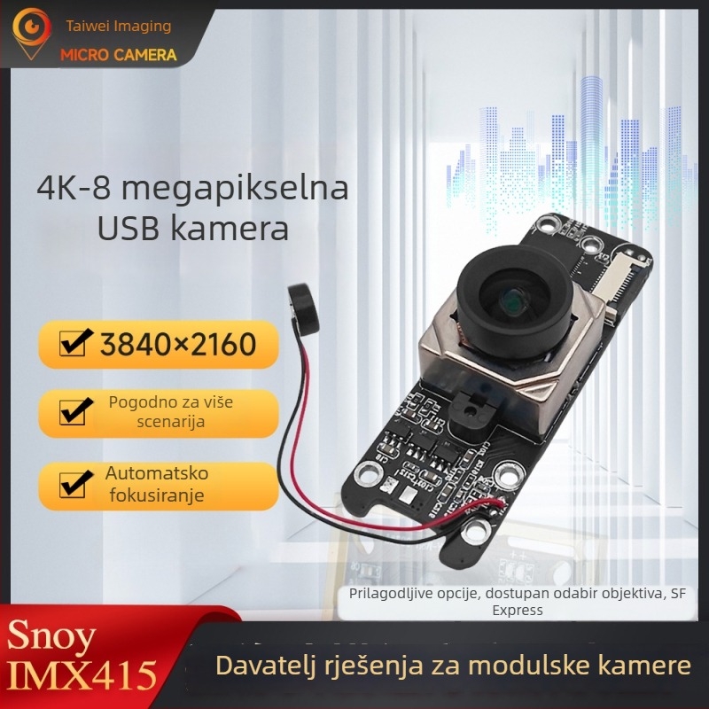 USB kamera modul s IMX415 senzorom, autofokus, 4K Ultra HD, 8MP CMOS senzor, 3840×2160, 30fps, USB 2.0, ugrađeni mikrofon