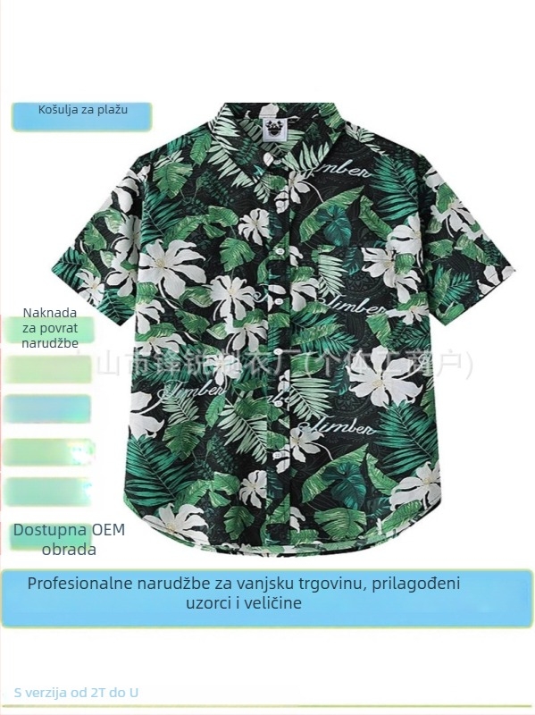 Po mjeri muška hawaiijska košulja za plažu, velika veličina, opušten kroj, kratki rukav, digitalni otisak