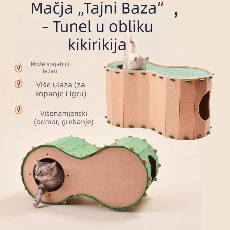 Filc mačje gnijezdo tunel, dvostruki sloj, šuplja rupa u stablu, za igru i skrivanja