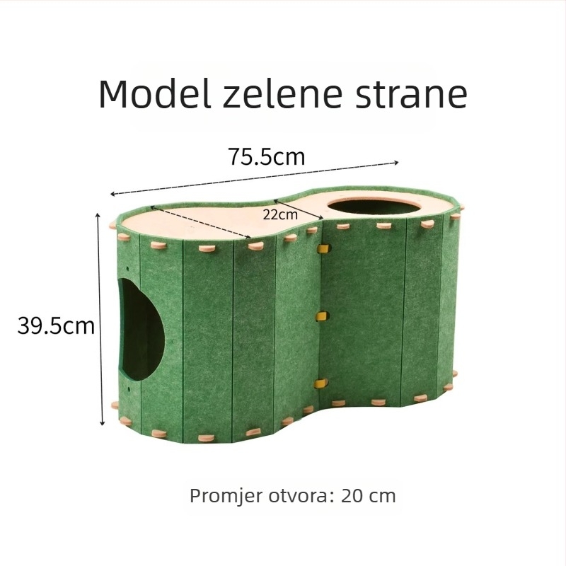 Filc mačje gnijezdo tunel, dvostruki sloj, šuplja rupa u stablu, za igru i skrivanja