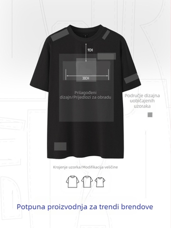 OEM prilagođeni muški kratkih rukava T-shirt s logom, vezenje i tisakom, za male serije grupnih uniformi prema nacrtima i uzorcima