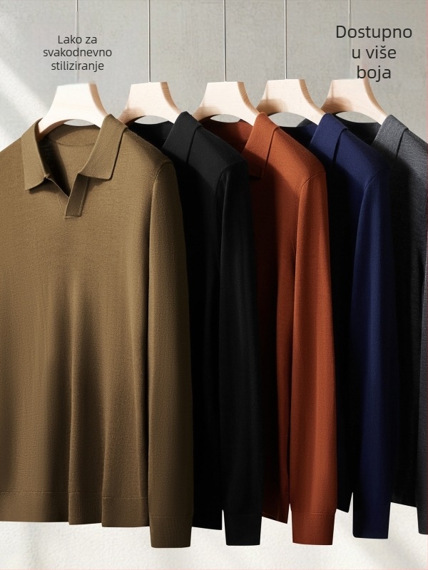 Muški pulover od 100% merino vune — pogodan za pranje u perilici, srednja duljina, dugi rukavi