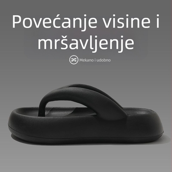 Ženske japanke s debelim potplatom za povećanje visine, ljeto, vanjska upotreba, kupaonica i plaža, crne