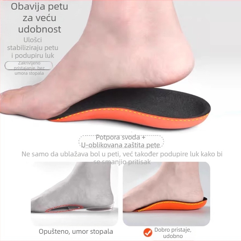Uložci za rad i dugotrajno stajanje bez umora, ublažavanje boli u peti i plantarne fasciitis, apsorpcija udara, mekani potporni jastučić pete, protuklizni, za muškarce i žene