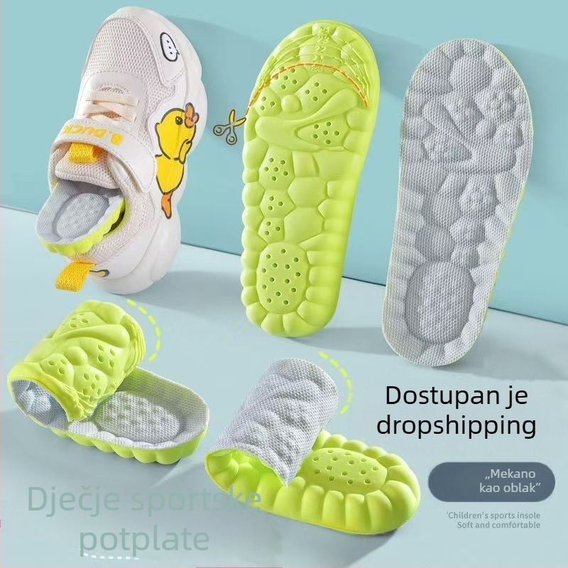 Dječji PU ulošci za cipele, unisex, prozračni, protiv mirisa, protivklizni, apsorpcija udara, sportska zračna jastuka