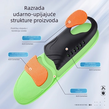 Debela potpora luka stopala za sportske cipele, upija znoj, apsorpcija udara, prozračna, visokoelastična, ortopedski ulošak luka