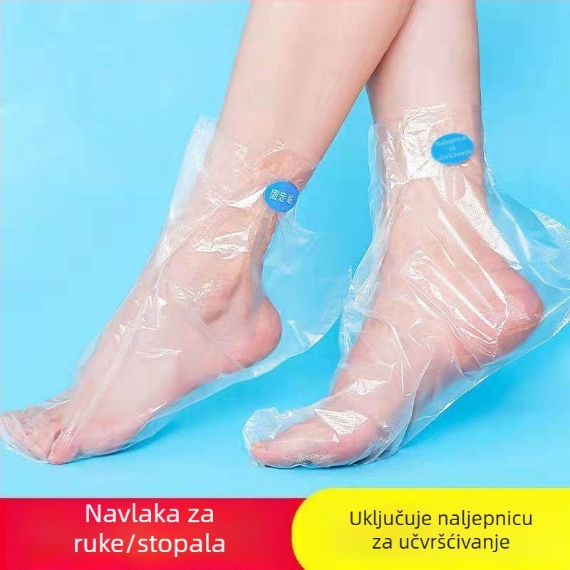 Jednokratne navlake za stopala i ruke od prozirnog plastika, za njegu i terapiju stopala, tijekom probanja cipela.