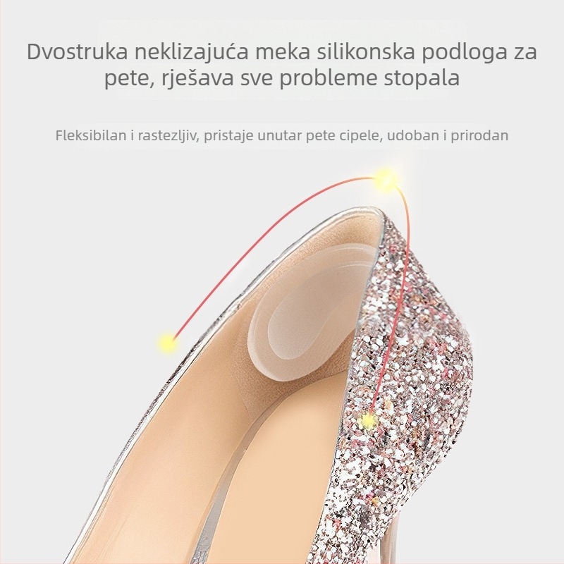 Prozirne PU zaštitne pločice za petu sa samoljepljivim stražnjim dijelom – zaštita od trenja i klizanja, pola veličine, za žene i muškarce