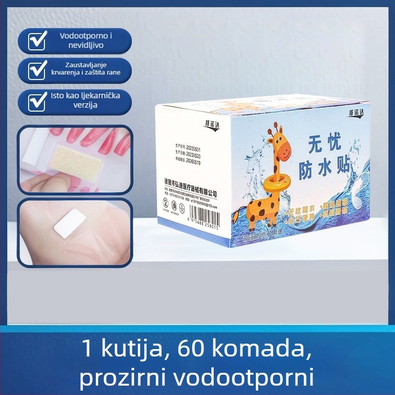 Vodootporni flaster za bebe i djecu – proziran, prozračan, visoka adhezija, nevidljiv, protiv iritacije, za kupanje i plivanje.