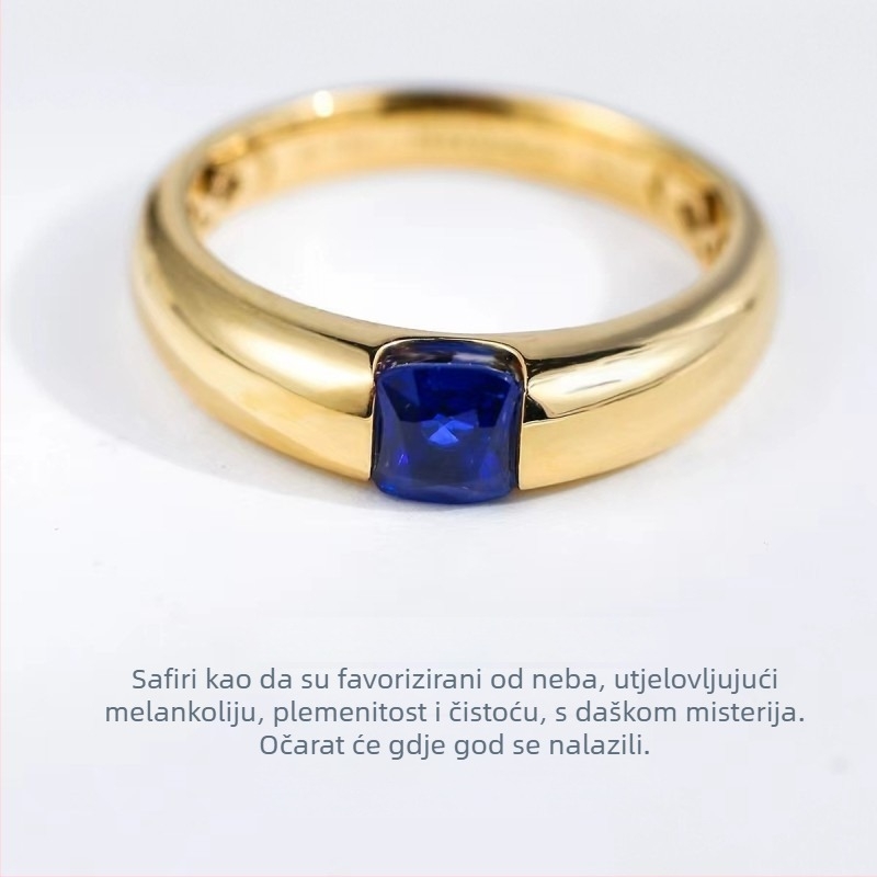 Unisex prsten od prirodnog safira s bojanim kamenjem, bakar, geometrijski dizajn, elektroplatiranje