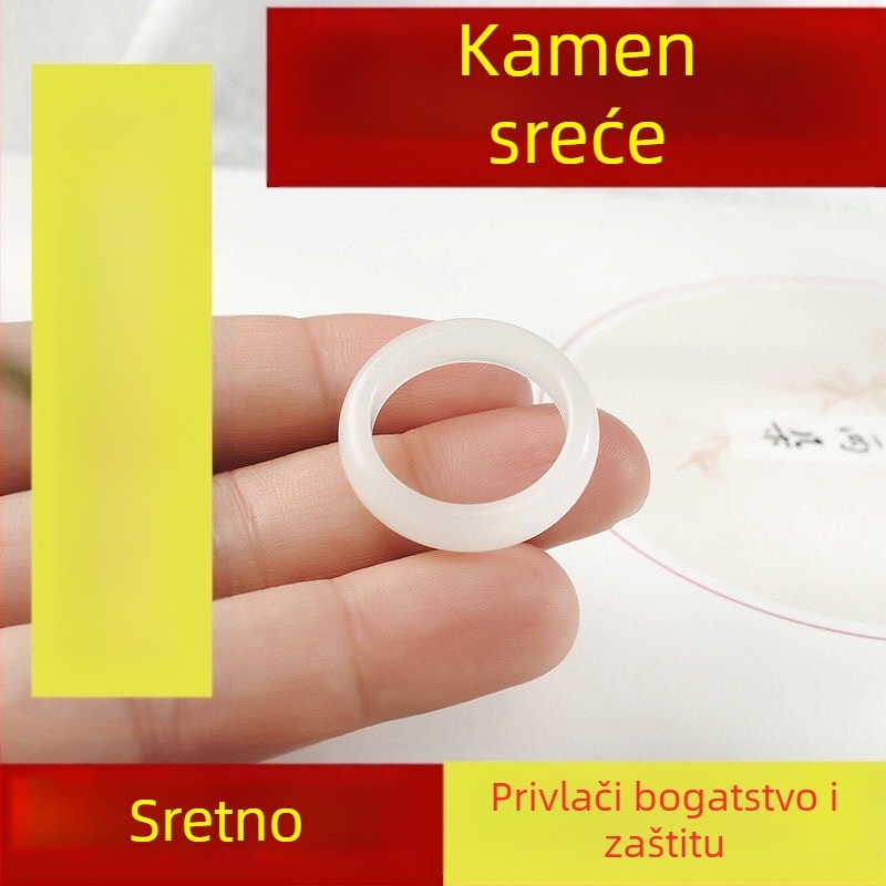 Prsten od bijelog jadeita, visokokvalitetan, za parove (muškarci i žene), završeni dizajn