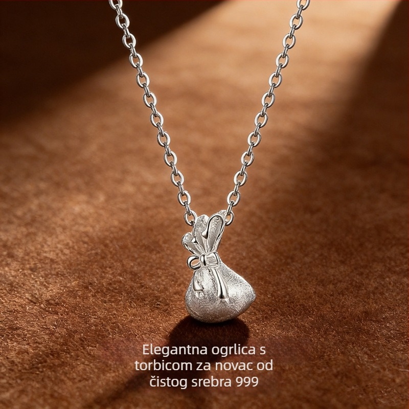 Nakit od čistog srebra S999, talisman sreće za žene, lagani luksuz, kineski stil, brušeni lanac za ključnu kost, novi kineski stil nakita
