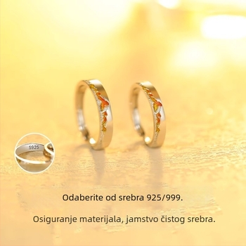 S999 srebrni prsten za par s graviranjem, jedinstven dizajn, unisex prsten za Valentinovo